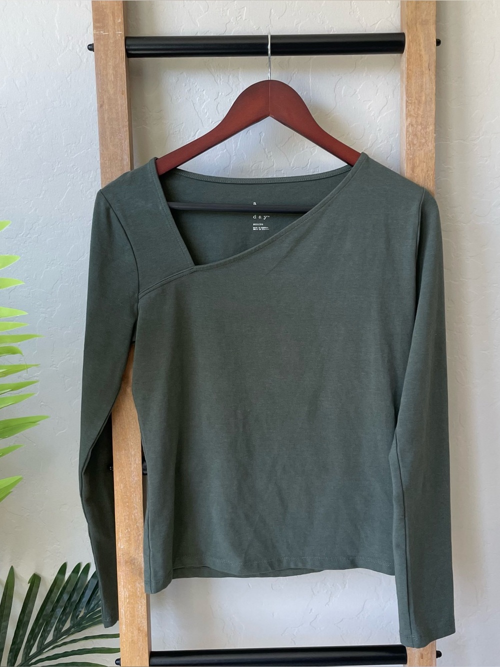 a new day Olive Green Asymmetrical Long-Sleeve Top